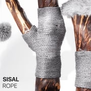 Sopapets 44H Cat Tree Tower Natural Wood With Scratching Posts&Real Branch Design, Heavy Duty Aesthetic Cat Tower for Large Cats, Gray