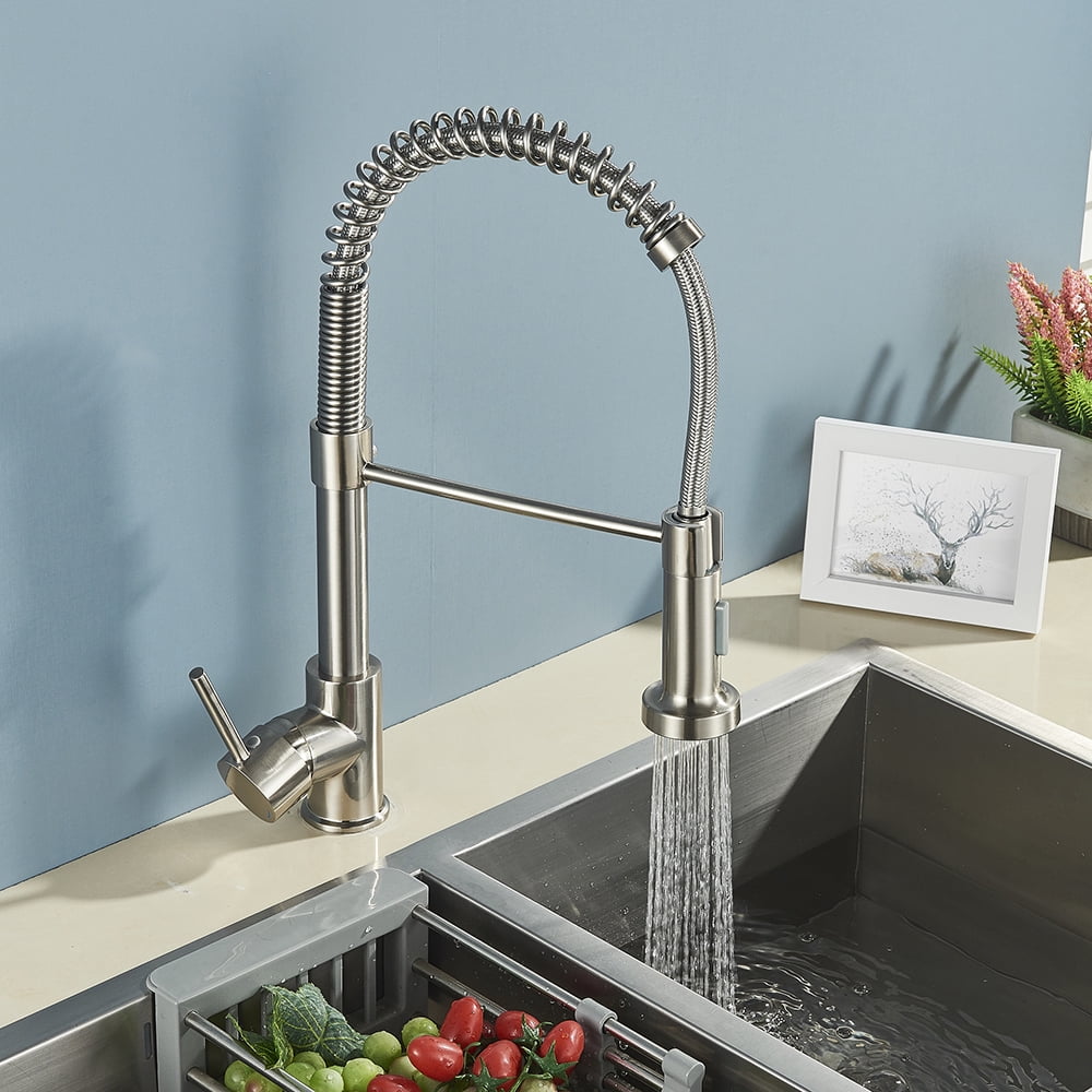 Senlesen Kitchen Sink Faucet Brushed Nickel Pull-Down Single Handle Tap