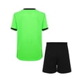 thumbnail image 2 of inlzdz Kids Boys Sport Training Outfit Soccer Jersey Sportswear Short-Sleeve T-Shirt with Shorts Set Fluorescent Green 7-8, 2 of 7