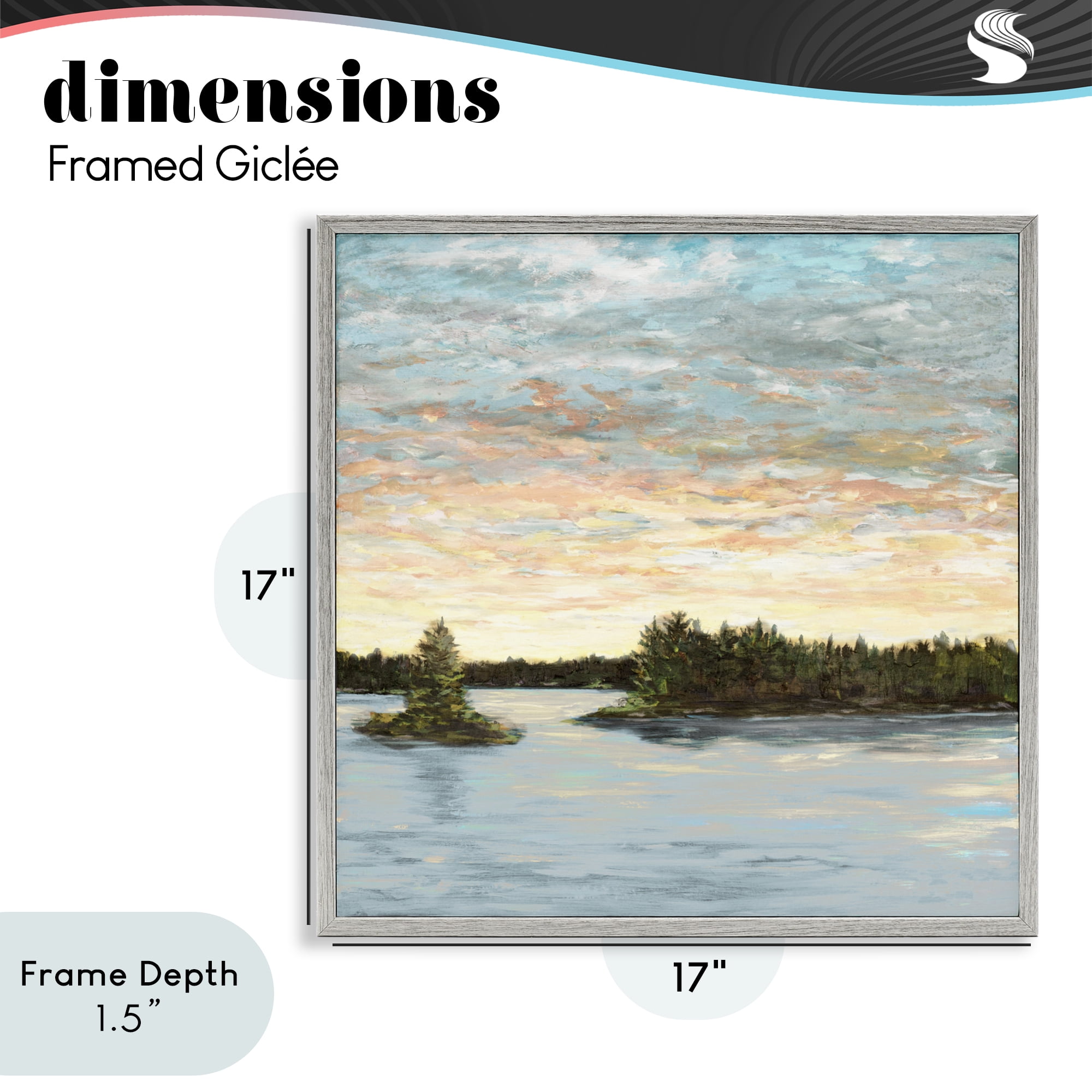 Stupell Industries Lake Shore at Sundown Gray Framed Giclee Art, design by Julie DeRice