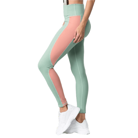 Women's Triple Color Block Activewear Leggings - DARK SAGE, S