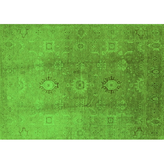 Ahgly Company Indoor Rectangle Oriental Green Traditional Area Rugs, 7' x 9'