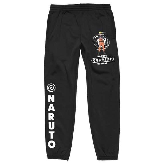 Naruto Shippuden Uzumaki Family Crest Men's Black Jogger Pants-Medium