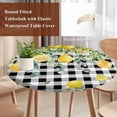 thumbnail image 4 of Lemon Check Round Tablecloth, Fitted Table Cover with Elastic for 36"-44" Round Tables, Black Plaid Eucalyptus Farm Country Flower Table Cloth Outdoor Indoor Dinning Party Waterproof Tablecloths, 4 of 7