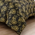 thumbnail image 2 of Luxury 7-Piece Black and Gold Floral Comforter Set, Elegant Embroidered Bedding with Decorative Pillows, King, 2 of 4