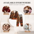 thumbnail image 6 of KLL Cat Dog Friendship Print Women's Long Sleeve Pajamas with Pants Sleepwear Loungewear 2 Set-Small, 6 of 7