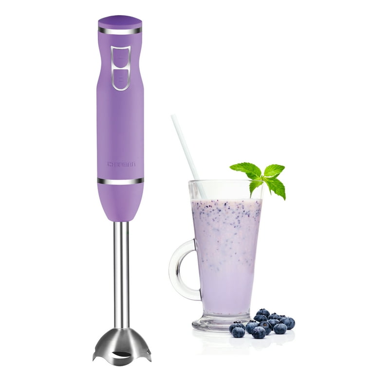  Chefman Immersion Stick Hand Blender Stainless Steel Shaft &  Blades, Powerful 300 Watts Ice Crushing & Soap Making 2-Speed Control One  Hand Mixer, Soft Silk Touch Grip - Midnight Blue 