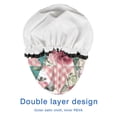 thumbnail image 4 of Shower Caps,Pioneer Flower Floral Print Pattern Waterproof Shower Cap for Women 4 Pieces,Double Reusable Hair Cover for Shower PEVA Elastic Stretch Hem, 4 of 7