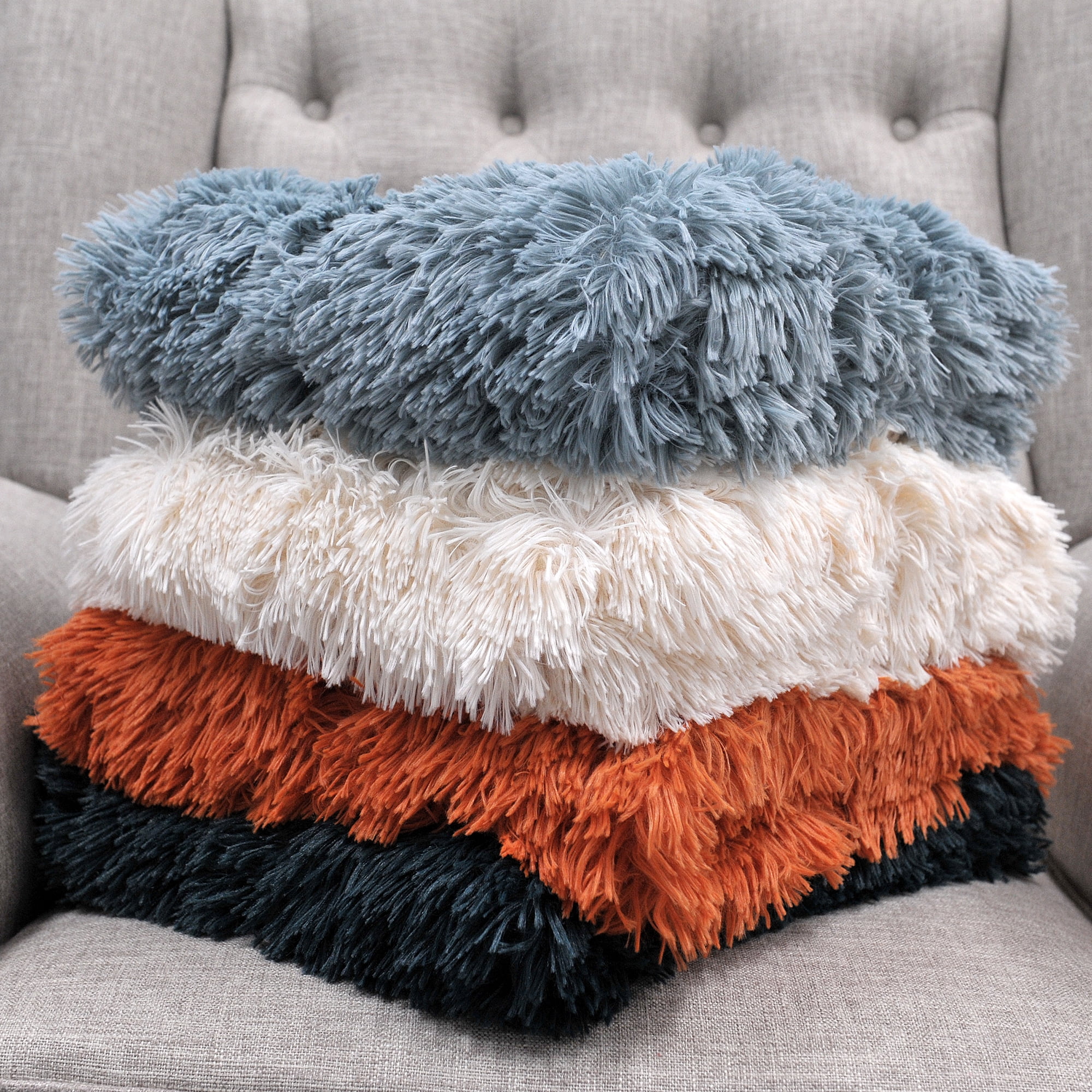 Home Soft Things Shaggy Throw & Pillow Cover 3 Piece Combo - Silver Blue - 50" x 60"/20" x 20"