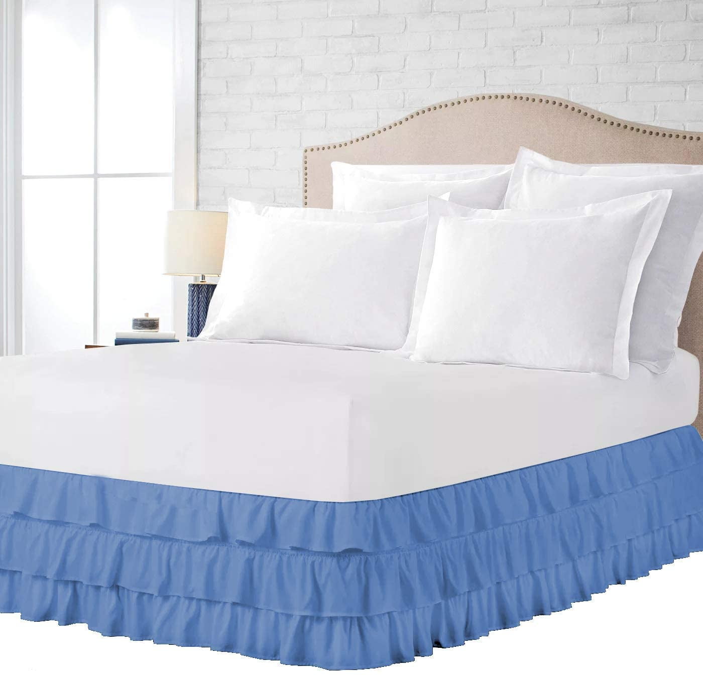 3 Layer Ruffled Bedskirt, Essy Care 100 Microfiber Fabric, 3 Layer