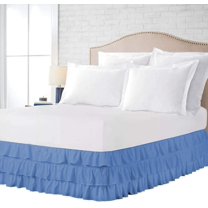 3 Layer Ruffled Bedskirt, Essy Care - 100% Microfiber Fabric, 3 Layer Ruffled Bed Skirt Twin XXL Size College 3 Layer Ruffled Bed Skirt 18" Drop - Light Blue Solid.