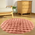 thumbnail image 2 of CASAFUN Cream Wind Round mat Bedside Carpet Round Carpet Sofa Living Room Coffee Table Bedroom Floor mat 23.62x23.62 Inches, 2 of 6