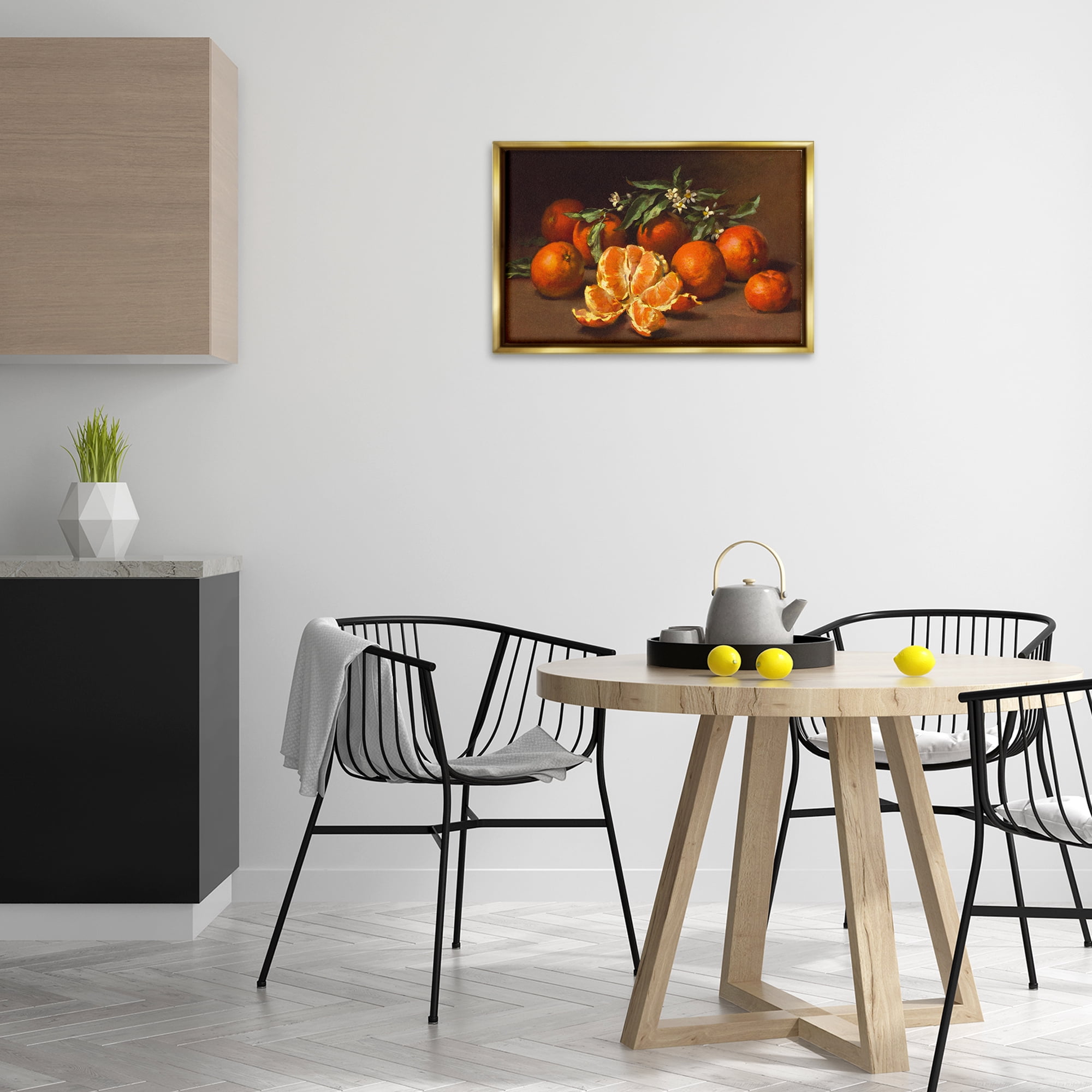 Stupell Industries Peeled Oranges Still Life Food & Beverage Painting Gold Floater Framed Canvas Art Print Wall Art, 25 x 17