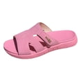 thumbnail image 4 of Rokment Womens Orthopedic Flat Walking Slides Sandals for Beach Summer 2026 Fashion Casual Comfortable Leather Open Toe Memory Foam Platform Slippers Hot Pink Size 6, 4 of 6