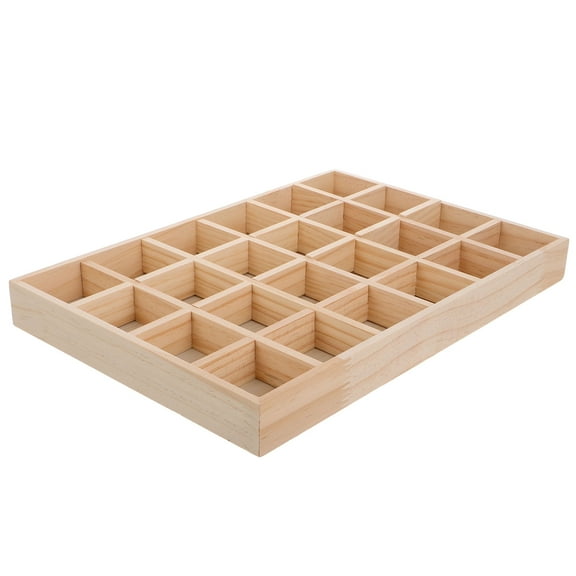 Worgeous Wooden Jewelry Organizer Trays 24 Grids Jewelry Display Case Earrings Bracelets Necklace Rings Storage Tray For Drawers Dresser Store Display