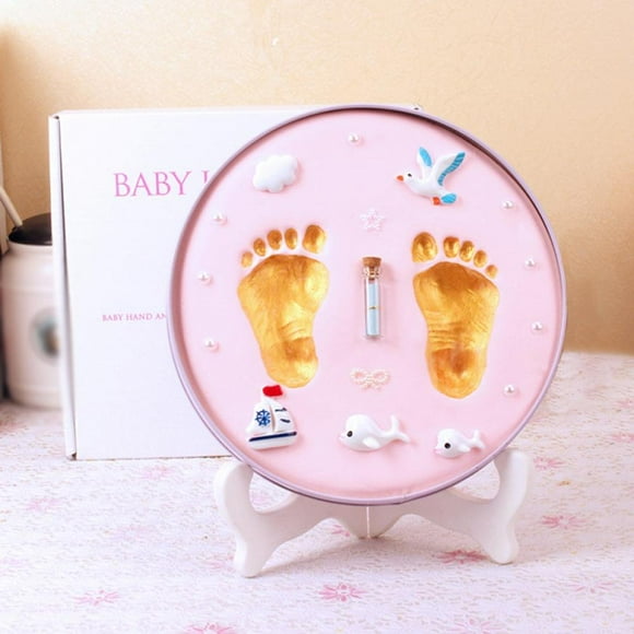 OUSITAID Newborn Baby Handprint and Footprint Keepsake Decoration Gifts Personalized Non-Toxic DIY Infants Clay Souvenir Ornament Kit for Boys and Girls
