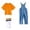 Orange, variant on Teen Overalls Boys Summer Jean Overallswith Pink Top Sleeveless Jeans Jumpsuit Girl Clothes 16-17 Years