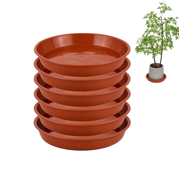 6pcs Terracotta Plastic Plant Saucer Durable Sturdy Flower Drainage Drip Water Tray for Glazed Pots Base Indoor Outdoor Garden Plant Container Accessory (12 inch Plastic )