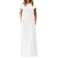 thumbnail image 2 of Mengpipi Women's Maxi Dresses Short Sleeve Long Casual Dresses Loose Plain with Pockets, White-M(US 8-10), 2 of 7