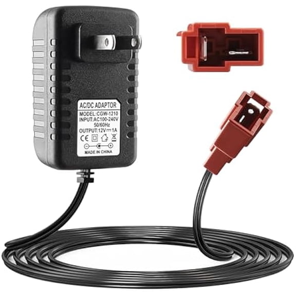 AoVoTo 12V Battery Charger for Ride On Car Toy, Compatible with BMX X6, Kid TRAX GMC, Wal-Mart, Moto ATV Quad, Electric Vehicle Power Adapter with Square Plug