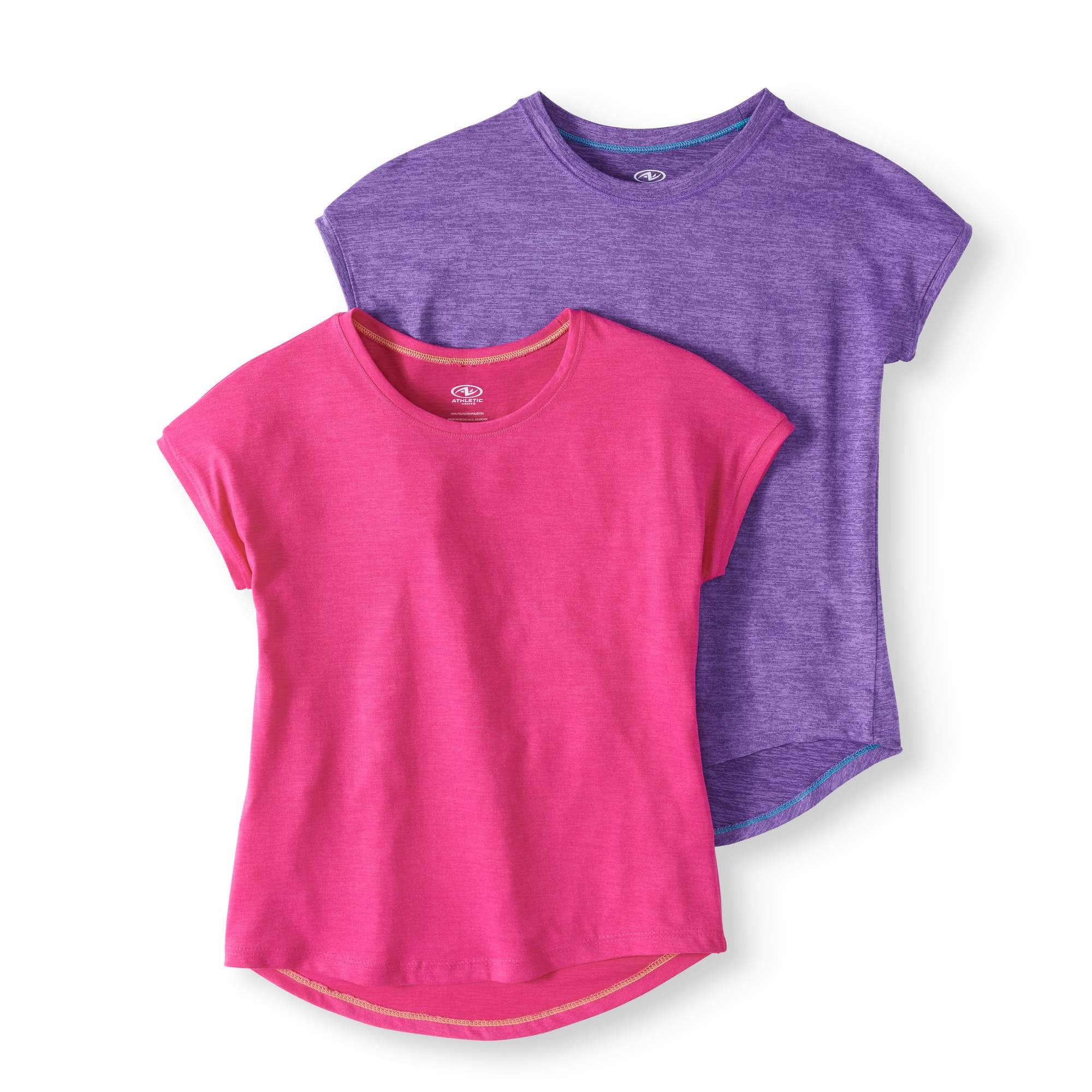Athletic Works Girls' Performance HiLo Active Tshirt 2Pack Set