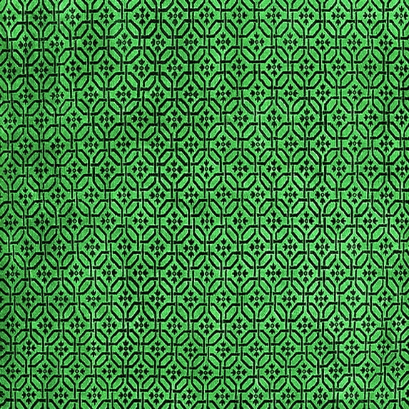 Ahgly Company Indoor Square Oriental Green Industrial Area Rugs, 3' Square