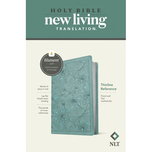 NLT Thinline Reference Bible, Filament Enabled (Leatherlike, Floral Leaf Teal, Red Letter), (Hardcover)
