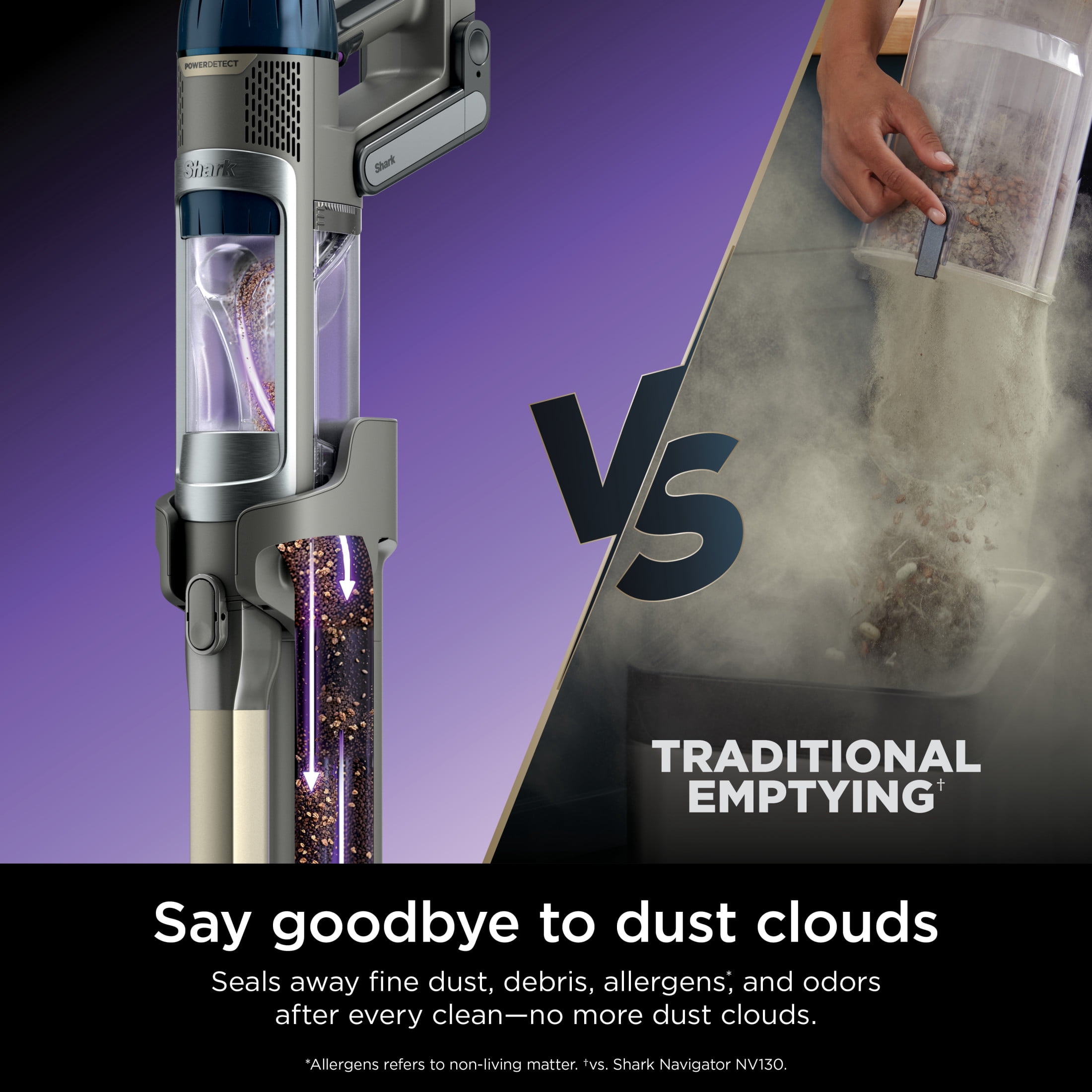 Shark PowerDetect Cordless Stick Vacuum, Carpet and Hardfloors, Auto Empty Base, DuoClean Detect Technology, Reverse Cleaning, 70-Min Run Time, IP3150 Gray