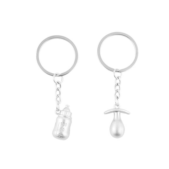Unique Bargains Lover Silver Tone Keychain  Bottle Pacifier Keyring