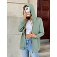 thumbnail image 2 of HOWCOME Womens Lightweight Full-Zip Hoodie – Long Sleeve Classic Track Sweatshirt with Pockets, Non-Fleece Fall/Winter Hooded Jacket, Mint Green Large, 2 of 6