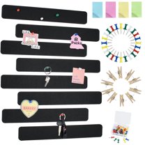 8Pcs Black Felt Bulletin Board Strips, Wall Decor for School, Office