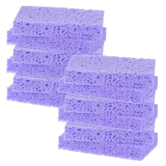 Uxcell 12-Pack Kitchen Sponges, Condense Eco Cellulose Non-Scratch Scrub Heavy Sponge Clean Tough Messes Dish Scrubber [Purple]