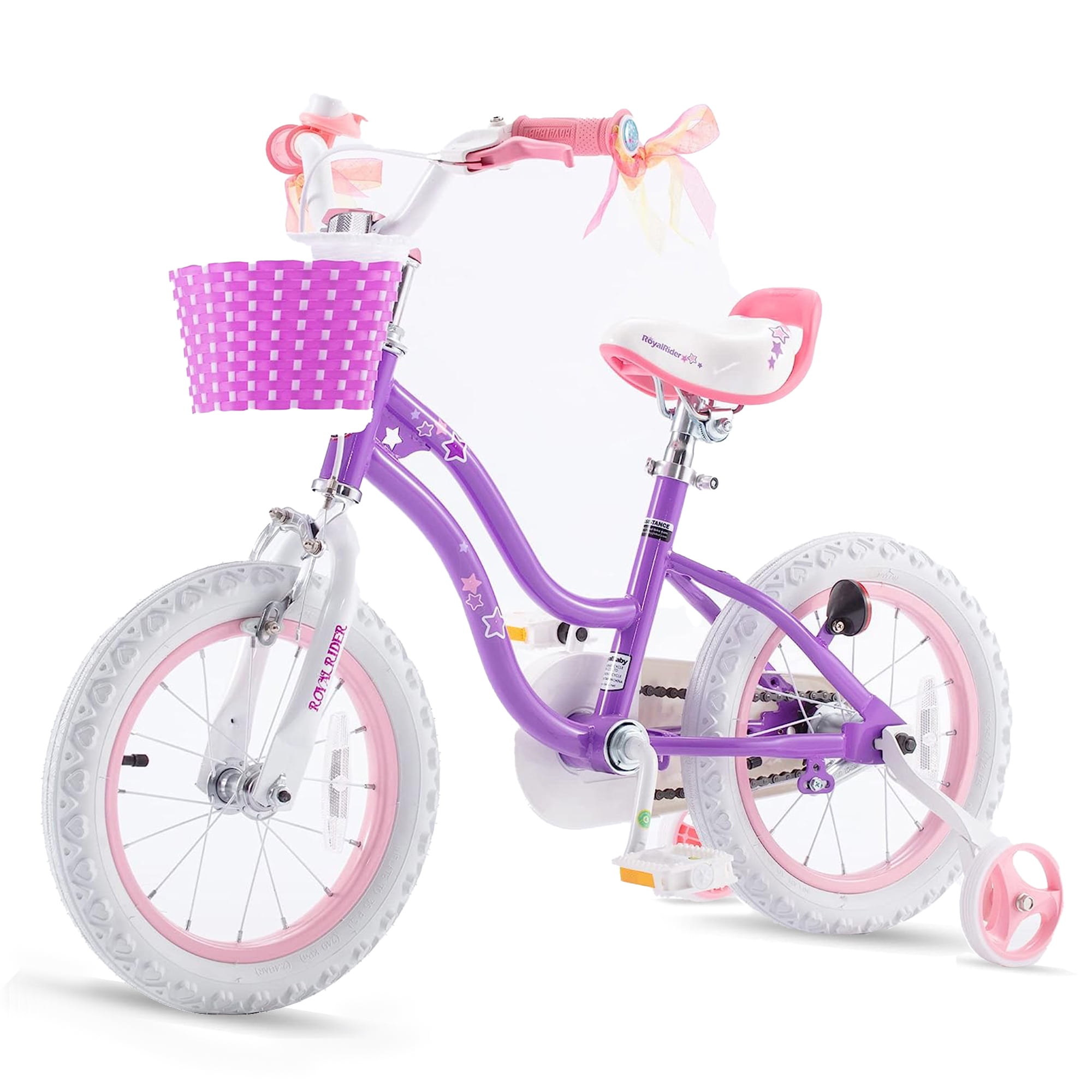 Royalbaby Girl's Kid's Bike Stargirl 14 In. Bicycle Basket Training Wheels Purple Child's Cycle