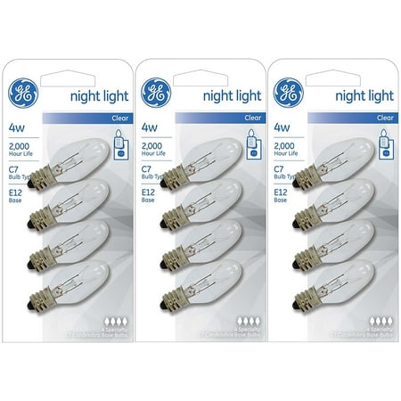 4-Watt Night Light Bulbs (Pack of 12), Quality lighting for every need By GE (Best Quality Light Bulbs)