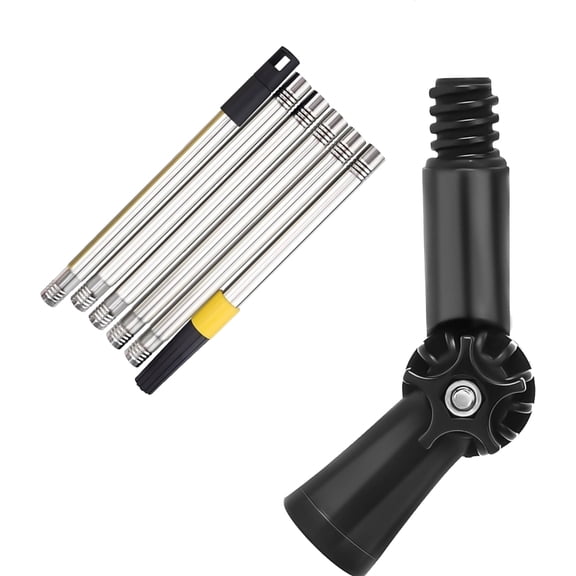 Adjustable Extension Poles With Rotatable Cleaning Head Corrosions Resistant For Outdoor Gutters Maintenance Tasks