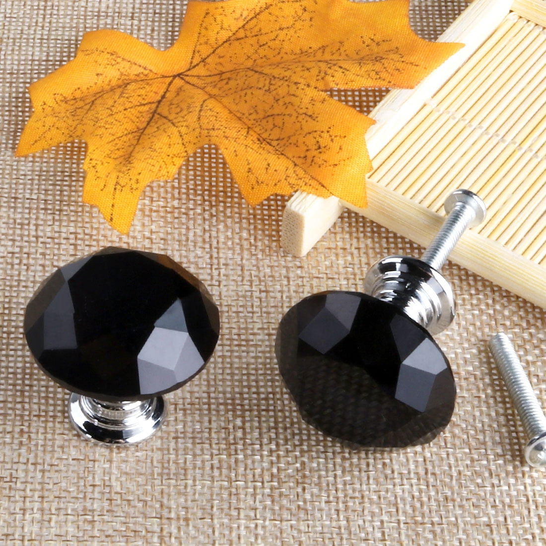 Uxcell 20Pcs 30mm Diamond Crystal Cabinet Drawer Door Knobs Accessories,Black