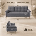 thumbnail image 2 of Lofka 70" Gray Linen Sofa with Side Storage Pocket Modern Couch for Living Room and Offices Linen Room Sofa, 2 of 9