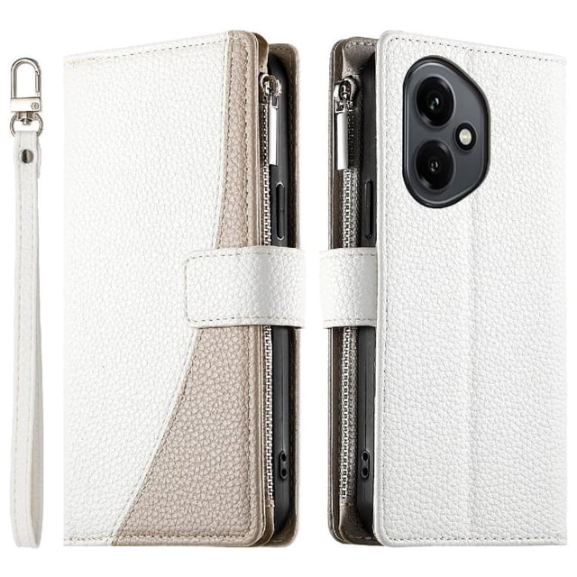 Funda cartera GANGXUN para Honor 400 5G , cuero PU con tarjetero, cremallera, correa de mano, soporte y protección 1329°
