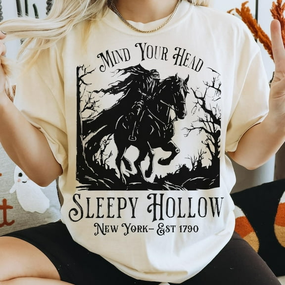 Mind Your Head Sleepy Hollow T-Shirt – Vintage Halloween Tee with Spooky Skeleton Style for Fall Season
