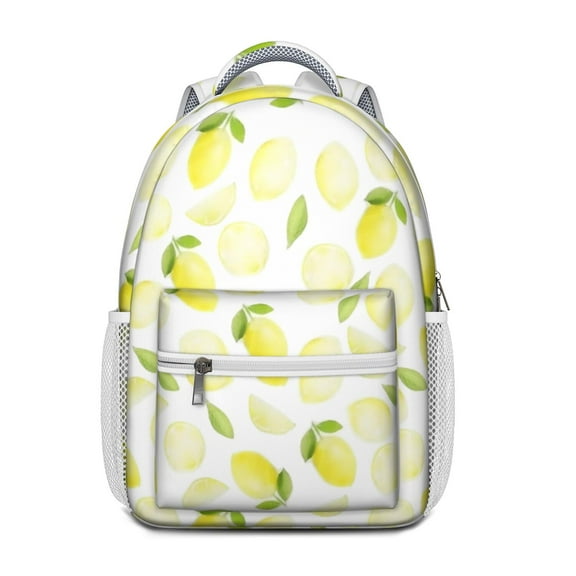 Summer Lemon Yellow Backpack for Teens - Waterproof & Breathable Design with Side Pocket for Bottles or Accessories