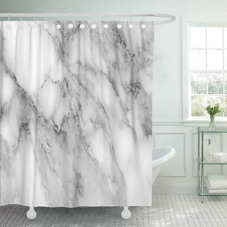 KSADK Gray Abstract White Marble Pattern for Interior Product Design Architecture Bathroom Shower Curtain 66x72