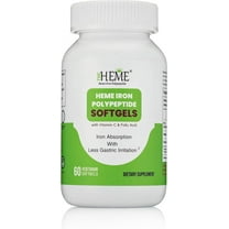 Pharmvista Heme Iron Polypeptide Softgels - Health Concern: With Vitamin C, Folic Acid - 60 Count