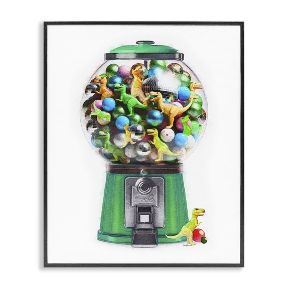 Stupell Industries Contemporary Dinosaur Candy Dispenser Black Framed Giclee Art, 24 x 30, by Amanda Greenwood