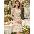 thumbnail image 3 of INSPIRE CHIC Women's Floral Flutter Sleeves V Neck Smocked Ruffle Dress Apricot XS, 3 of 5