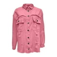 thumbnail image 5 of Endives Women’s Oversized Button Up Frayed Hem Shacket Long Sleeve Pockets Denim Jean Jacket Shirts for Women, 5 of 6
