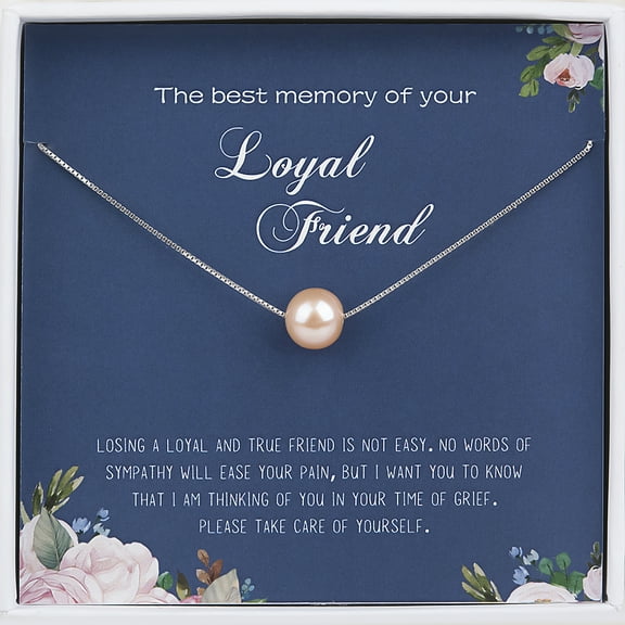 Anavia Loss of Loyal Friend Sympathy Gift, the Best Memorial of Your Pet Gift, Memorial Pet Card Gift, Loss Gift-[Pink Pearl   Silver Chain]