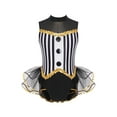 thumbnail image 4 of Miutii Kids Girls Jazz Dance Dress Sequin Stripe Leotard Halloween Performance Costume Circus Ringmaster Cosplay Black 10, 4 of 7