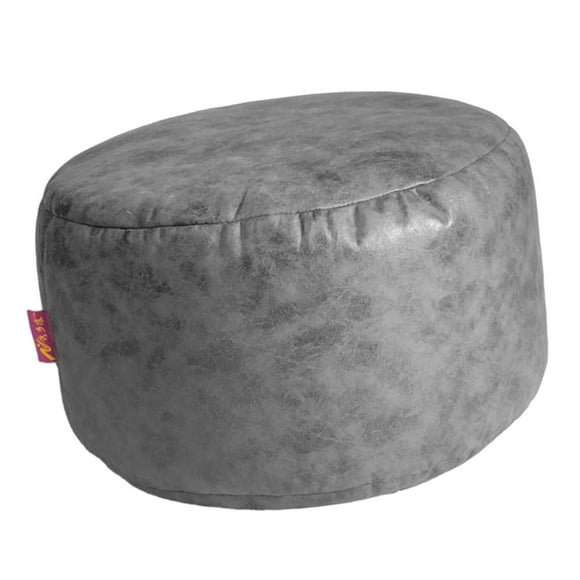 Gray Round 45x25cm Cloth Ottoman Pouf Cover Footstool Slipcover for Living Room Dark Gray