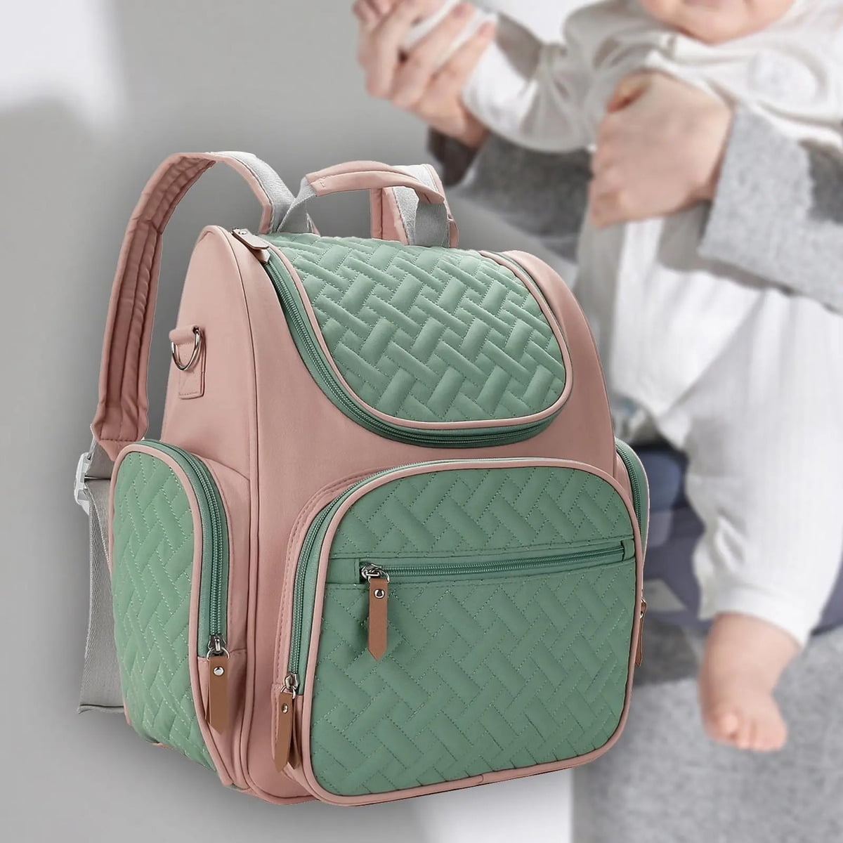 Baby Diaper Bag, Nursing Backpack, Pink