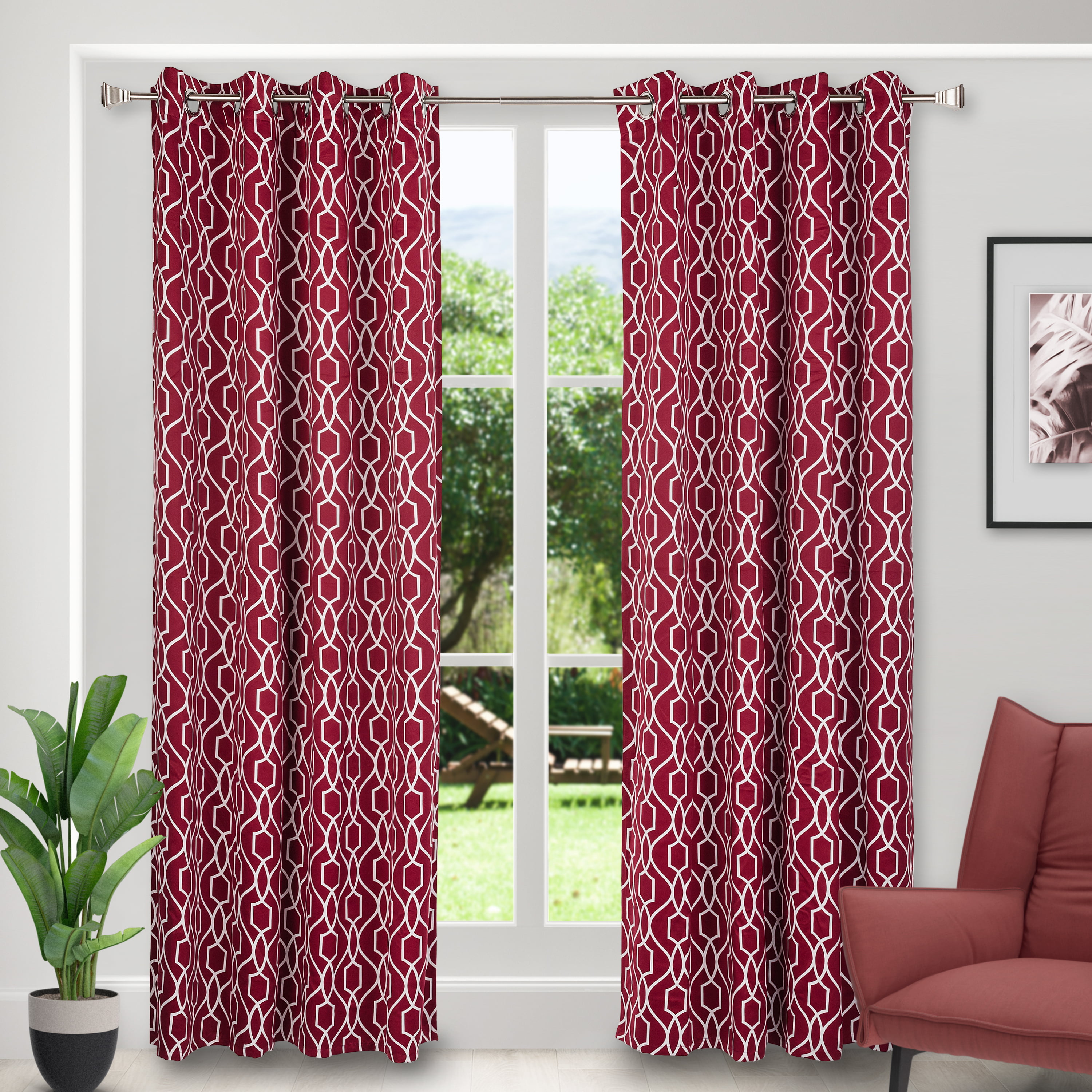 Blackout Curtains Thermal Insulated Printed Grommet Curtain Drapes 52 x